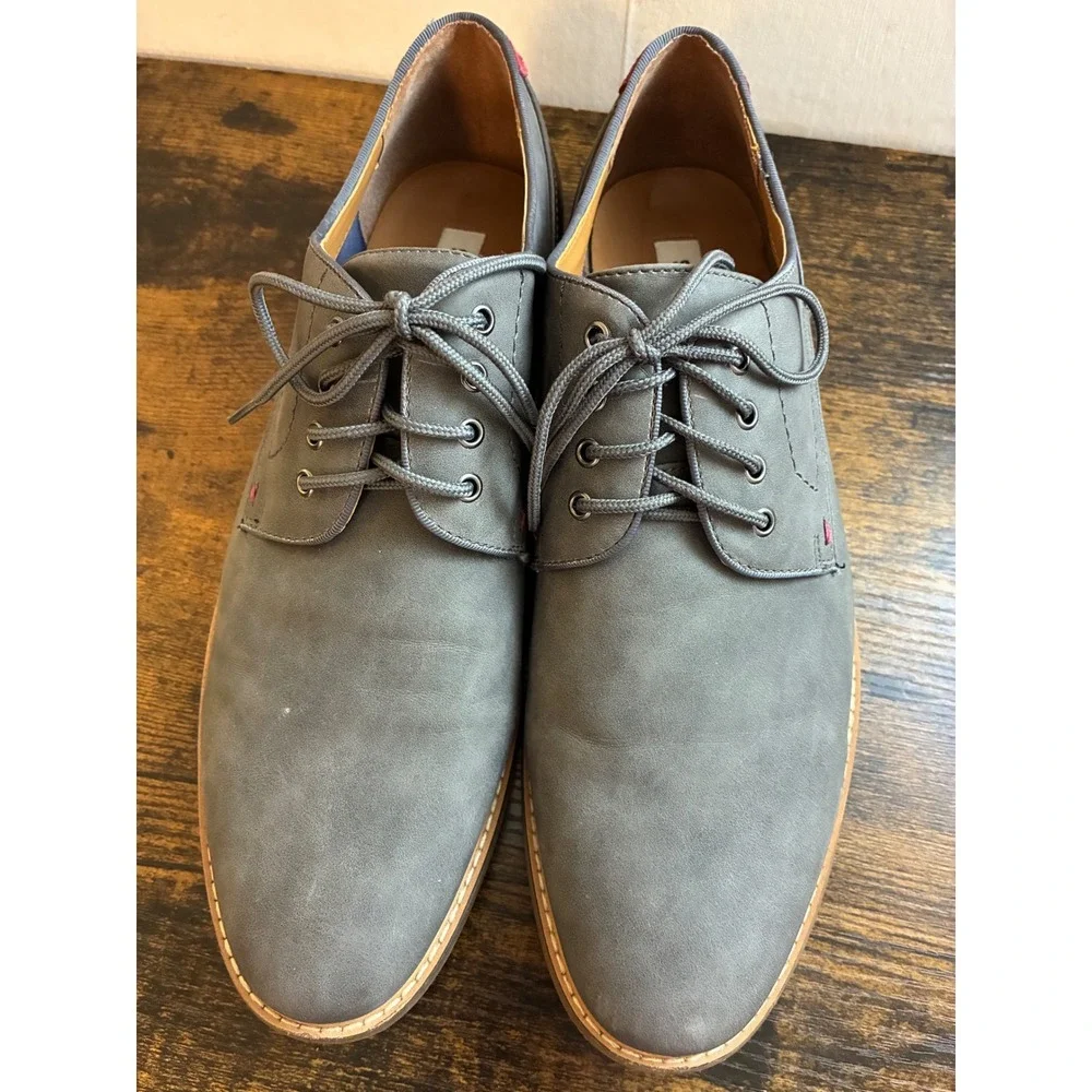 Steve Madden Mens P-Dusted Grey Oxford Dress Shoes Lace Up P-DUSTED Size 9.5